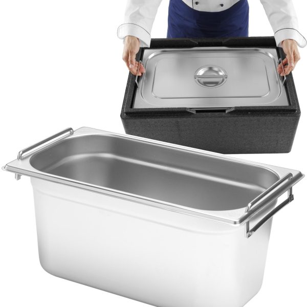 GN 1/3 gastronomisks konteiners ar ievelkamiem rokturiem 325x176x150mm 5.7L Hendi 817445