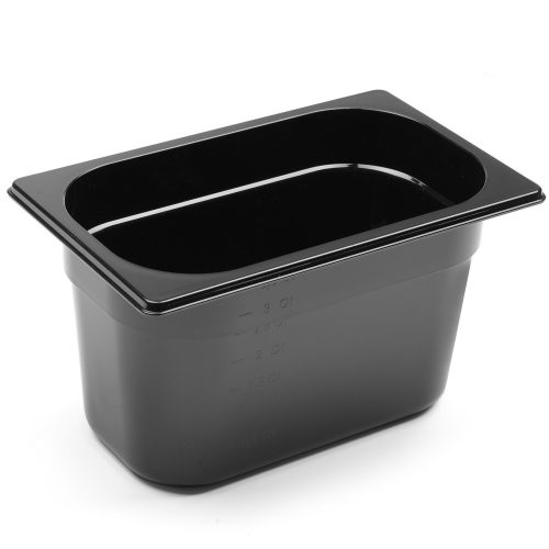 Gastronomiskais konteiners GN 1/4 no melnā polikarbonāta 265x162x150mm 4l Hendi 862612