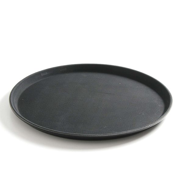 Anti -Slip viesmīles paplātes izturīgais apaļais diametrs 28cm - melns