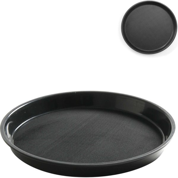 Anti -Slip viesmīles paplātes izturīga kārta ar ed. 32cm - melns