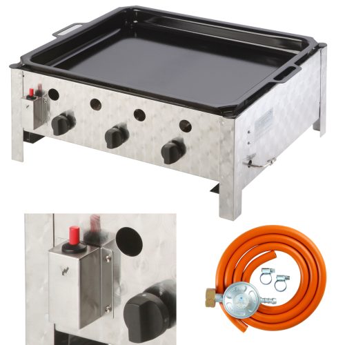 Gāzes pannas gāzes grils ar 3 - degļa iegurni 10 kW