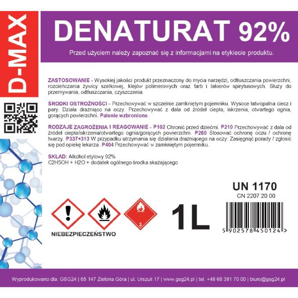 Denaturus d-max 1l piesārņots spirts