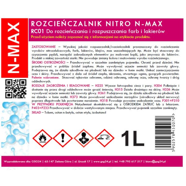 Atšķaidītāja šķīdinātājs Nitro RC-01 N-Max 1L