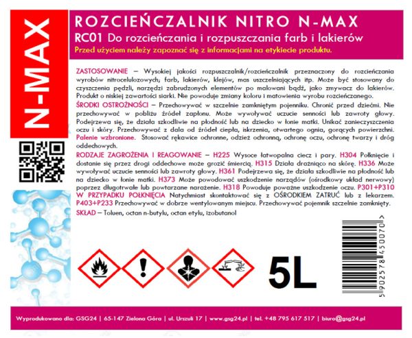 NITRO RC-01 N-MAX 5L šķīdinātājs