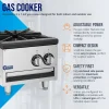 Rūpnieciskā gāzes plīts 2 degļi 1 sildīšanas zona 14 kW