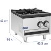 Rūpnieciskā gāzes plīts 2 degļi 1 sildīšanas zona 14 kW