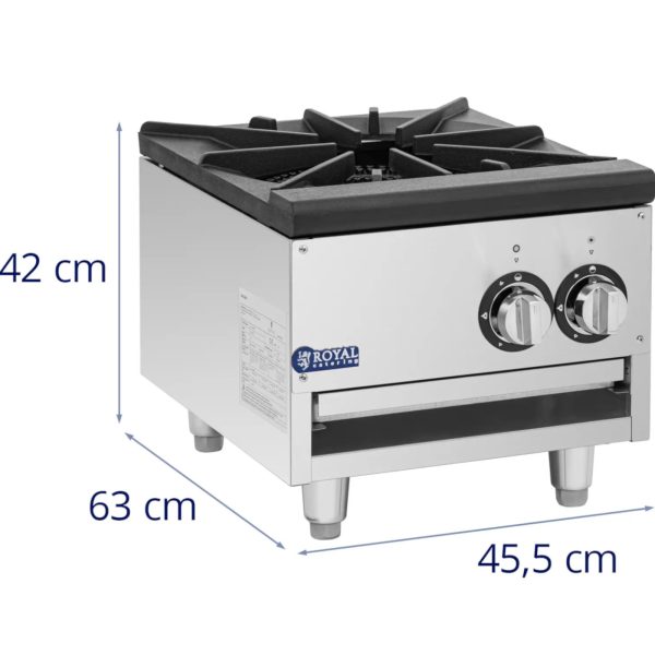 Rūpnieciskā gāzes plīts 2 degļi 1 sildīšanas zona 14 kW