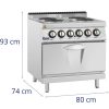 Elektriskā plīts ar cepeškrāsni, 4 degļi, 400 V, 13,9 kW
