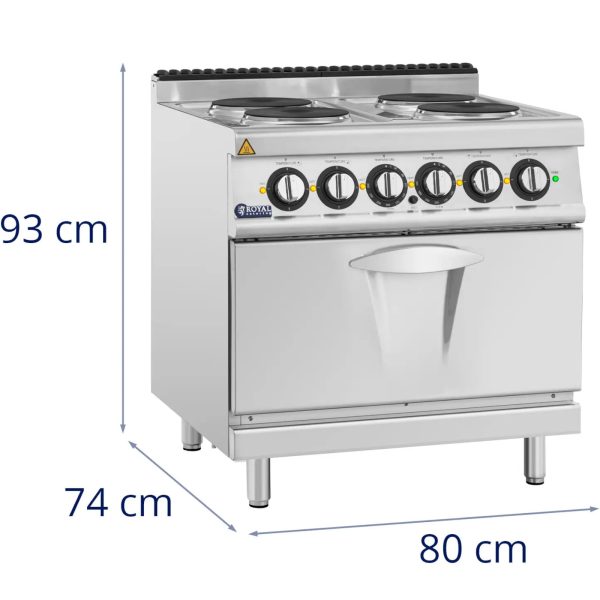 Elektriskā plīts ar cepeškrāsni, 4 degļi, 400 V, 13,9 kW