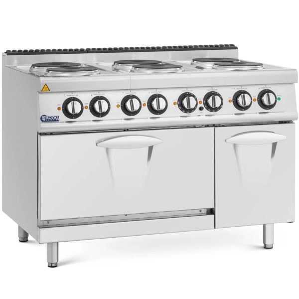Elektriskā plīts ar cepeškrāsni, skapītis, 6 degļi, 400 V, 19,1 kW