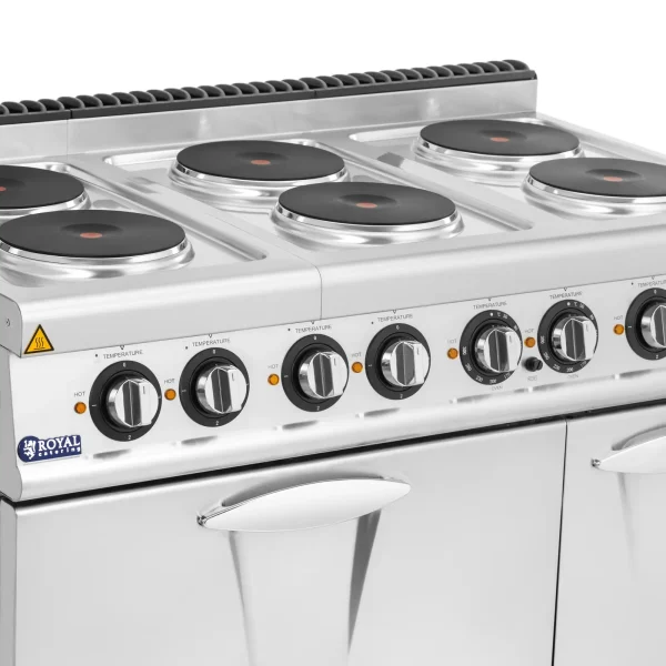 Elektriskā plīts ar cepeškrāsni, skapītis, 6 degļi, 400 V, 19,1 kW