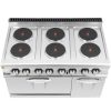 Elektriskā plīts ar cepeškrāsni, skapītis, 6 degļi, 400 V, 19,1 kW
