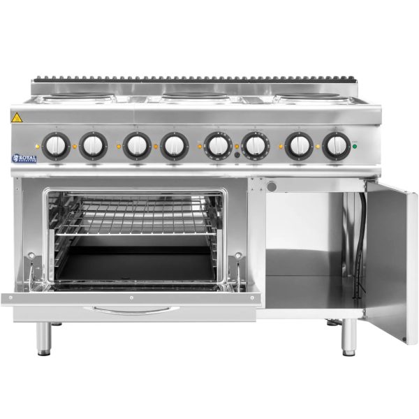 Elektriskā plīts ar cepeškrāsni, skapītis, 6 degļi, 400 V, 19,1 kW