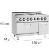Elektriskā plīts ar cepeškrāsni, skapītis, 6 degļi, 400 V, 19,1 kW