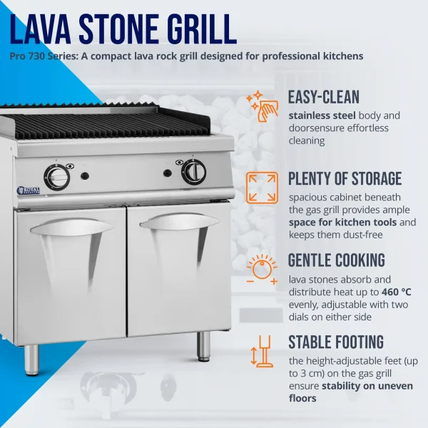 Lavas grils propānam / sašķidrinātajai gāzei / dabasgāzei 2 x 8 kW 50-460 C