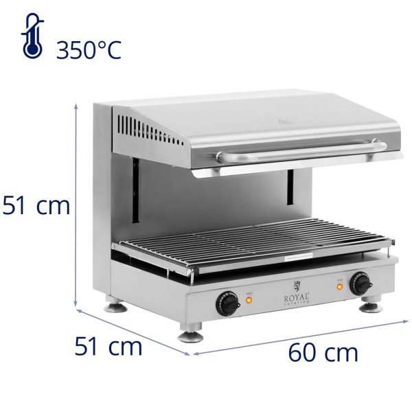 Salamanader pitas tosteris ar regulējamu augstumu 60 cm 400 V 5000 W