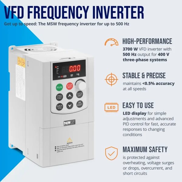 VFD frekvences pārveidotājs 500 Hz 3700 W 400 V