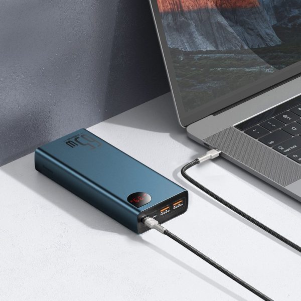 Adaman pārnēsājamais akumulators 2x USB 1x USB-C 1x microUSB 20000mAh 65W ātrā uzlāde, jauns
