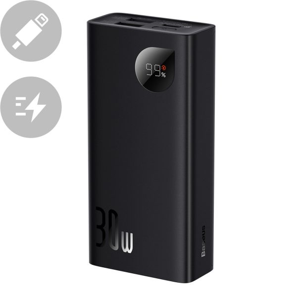 Adaman2 pārnēsājamais akumulators ar displeju 10000mAh 2xUSB USB-C Overseas Edition melns