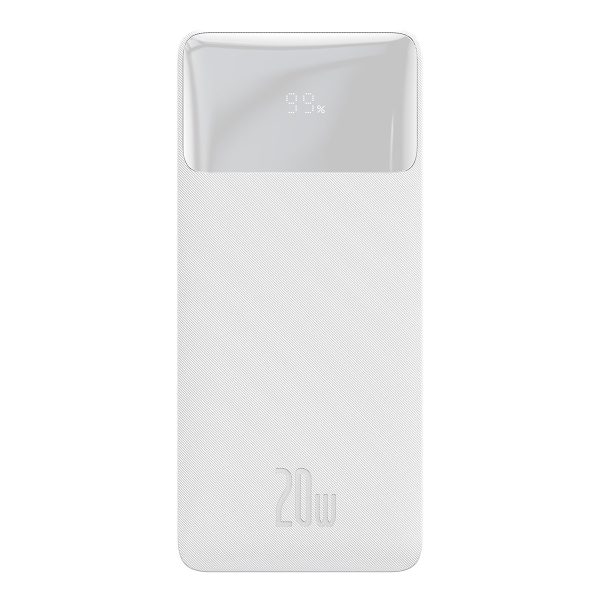 Bipow pārnēsājamais akumulators ar ātro uzlādi 30000mAh USB-A microUSB kabelis 0,25m balts