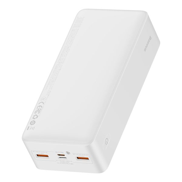 Bipow pārnēsājamais akumulators ar ātro uzlādi 30000mAh USB-A microUSB kabelis 0,25m balts