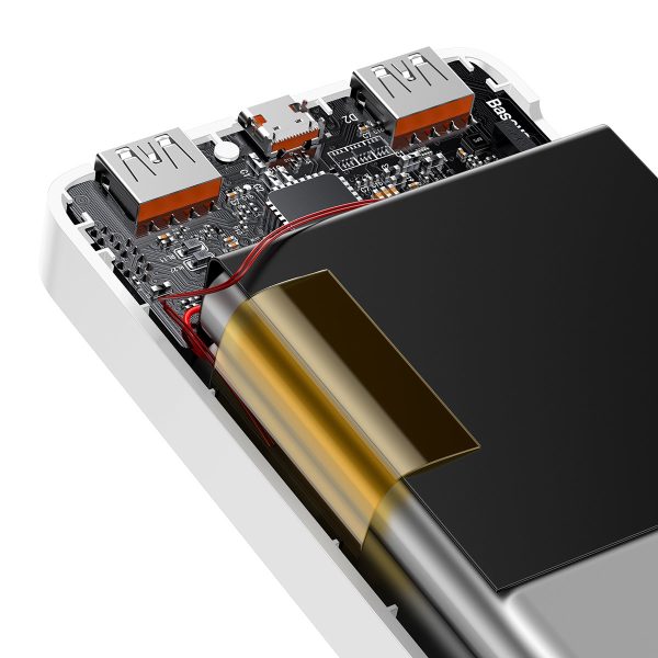 Bipow pārnēsājamais akumulators ar ātro uzlādi 30000mAh USB-A microUSB kabelis 0,25m balts