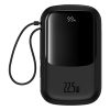 Qpow Pro+ 20000mAh Powerbank ar USB-C kabeli un displeju - melns