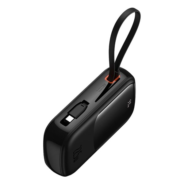Qpow Pro+ 20000mAh Powerbank ar USB-C kabeli un displeju - melns