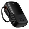 Qpow Pro+ 20000mAh Powerbank ar USB-C kabeli un displeju - melns