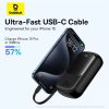 Qpow Pro+ 20000mAh Powerbank ar USB-C kabeli un displeju - melns