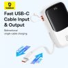 Qpow Pro+ 20000mAh Powerbank ar USB-C kabeli un displeju - balts