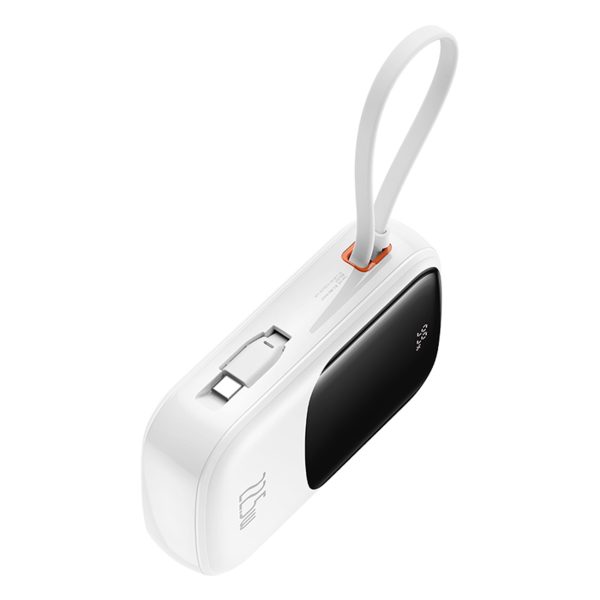 Qpow Pro+ 20000mAh Powerbank ar USB-C kabeli un displeju - balts