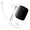 Qpow Pro+ 20000mAh Powerbank ar USB-C kabeli un displeju - balts