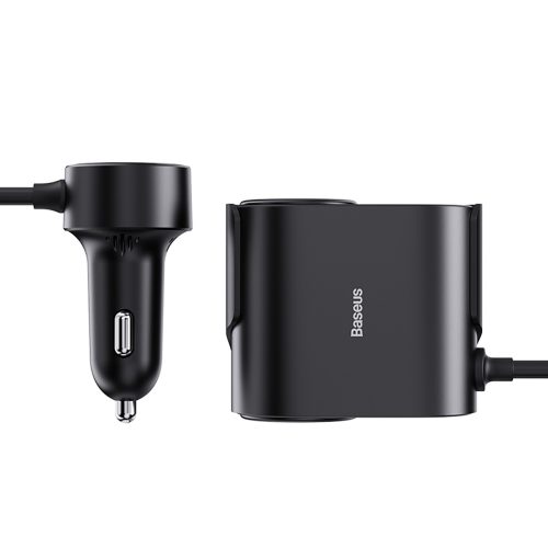 Lādētājs 2x Cigarešu šķiltavas ligzdas adapteris Augstas efektivitātes Pro USB-A USB-C 30W - Melns