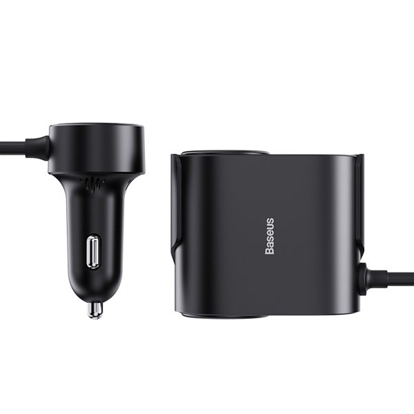 Lādētājs 2x Cigarešu šķiltavas ligzdas adapteris Augstas efektivitātes Pro USB-A USB-C 30W - Melns