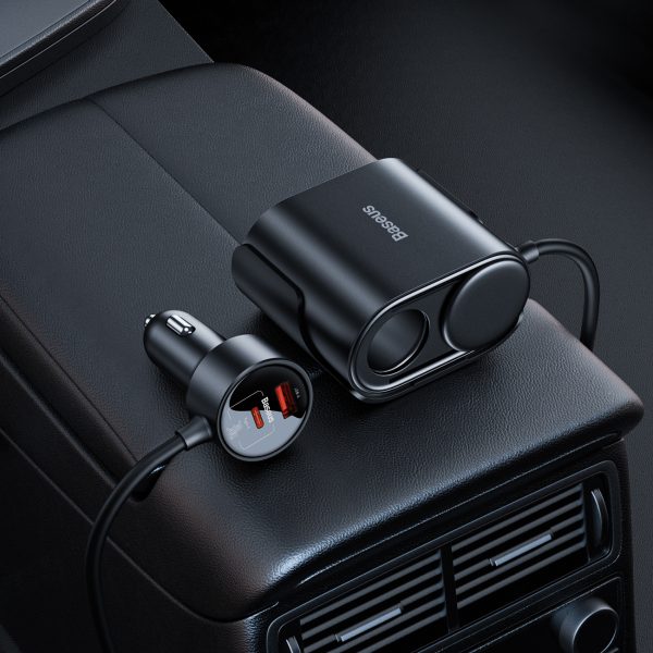 Lādētājs 2x Cigarešu šķiltavas ligzdas adapteris Augstas efektivitātes Pro USB-A USB-C 30W - Melns