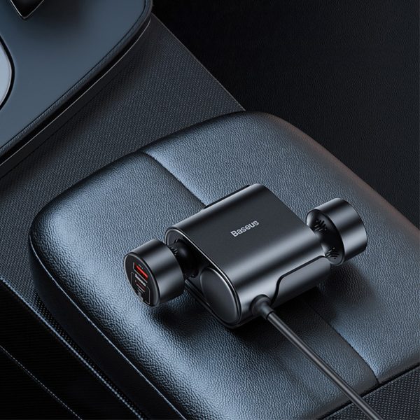 Lādētājs 2x Cigarešu šķiltavas ligzdas adapteris Augstas efektivitātes Pro USB-A USB-C 30W - Melns