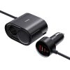 Lādētājs 2x Cigarešu šķiltavas ligzdas adapteris Augstas efektivitātes Pro USB-A USB-C 30W - Melns