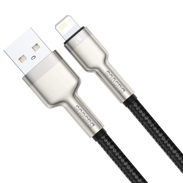 Cafule sērijas metāla datu kabelis USB-A - iPhone Lightning 2.4A 1m - melns