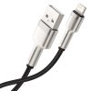 Cafule sērijas metāla datu kabelis USB-A - iPhone Lightning 2.4A 1m - melns