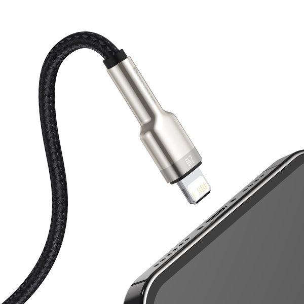 Cafule sērijas metāla datu kabelis USB-A - iPhone Lightning 2.4A 1m - melns