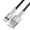Cafule sērijas metāla datu kabelis USB-A - iPhone Lightning 2.4A 1m - melns