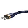 Cafule USB-A - iPhone Lightning 2.4A QC 3.0 kabelis 1m - zili zeltains