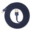 Cafule USB-A - iPhone Lightning 2.4A QC 3.0 kabelis 1m - zili zeltains