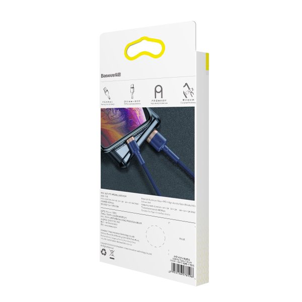 Cafule USB-A - iPhone Lightning 2.4A QC 3.0 kabelis 1m - zili zeltains