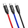 3in1 kabelis USB-A - micro USB / iPhone Lightning / USB-C 3.5A 0.3m - melns
