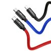3in1 kabelis USB-A - micro USB / iPhone Lightning / USB-C 3.5A 0.3m - melns