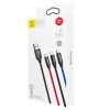 3in1 kabelis USB-A - micro USB / iPhone Lightning / USB-C 3.5A 0.3m - melns