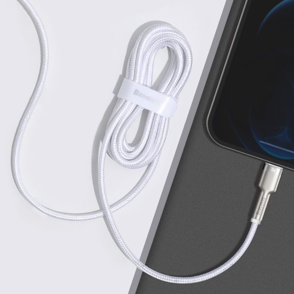 Cafule sērijas metāla datu USB-C kabelis - iPhone Lightning 20W PD 1m - balts