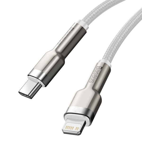 Cafule sērijas metāla datu USB-C kabelis - iPhone Lightning 20W PD 1m - balts